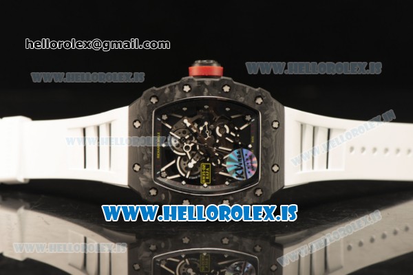 Richard Mille RM35-02 Carbon Fiber With Miyota 9015 Movement 1:1 Clone White Rubber - Click Image to Close